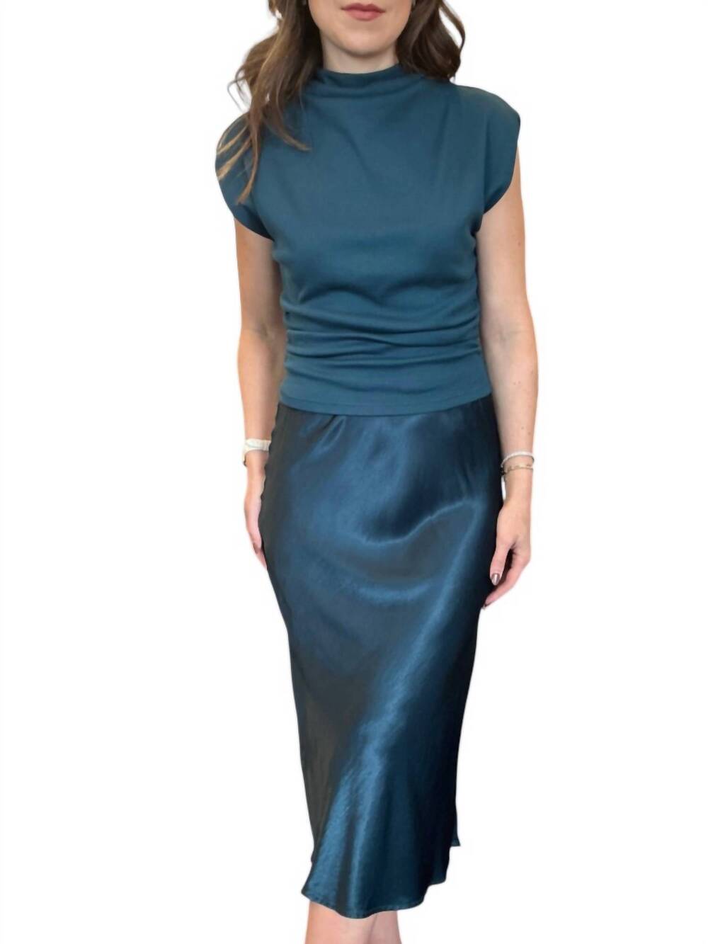 NEW MICHAEL STARS leila satin skirt in rainforest